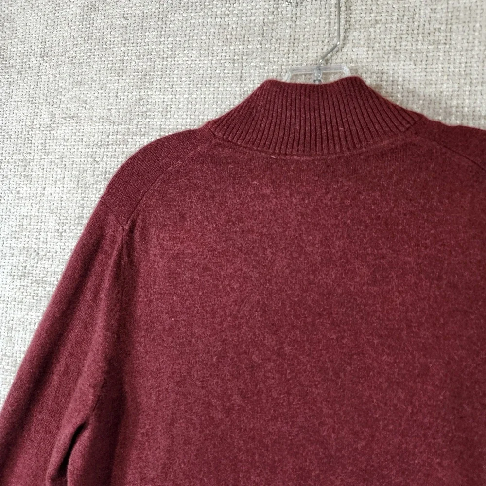 Lands End 100% Cashmere 1/4 Zip Sweater Mens M 38-40 Red Long Sleeve Pullover